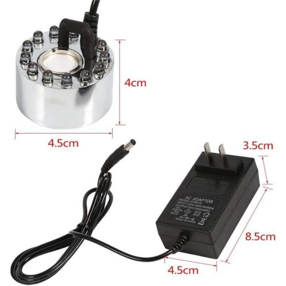 12 LED Mist Maker, 24V Color Changing Mister Fogger Water Fountain Fog Machine - Picture 2 of 8